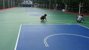 昆明標準籃球場施工劃線